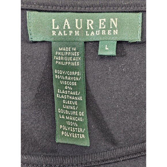 KSD Women's Large Ralph Lauren Pouf Sleeve Black Basic Tee Shirt Blouse Top NEW - Picture 5 of 7